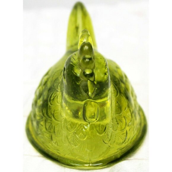 VTG Indiana Green Glass Hen Rooster Chicken Candy Dish Cover Lid Farm Country - Picture 2 of 7